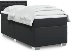 vidaXL fekete műbőr rugós ágy matraccal 100 x 200 cm (3286108)