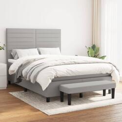 vidaXL világosszürke szövet rugós ágy matraccal 140 x 190 cm (3136669) - vidaxl