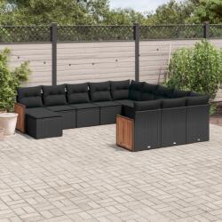 vidaXL 12 részes fekete polyrattan kerti ülőgarnitúra párnákkal (3228260)