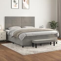 vidaXL világosszürke bársony rugós ágy matraccal 160x200 cm (3137911)