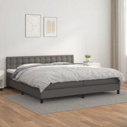 vidaXL szürke műbőr rugós ágy matraccal 200 x 200 cm (3141147)
