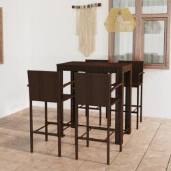 vidaXL 5 részes barna polyrattan kültéri bárszett kartámasszal (3064810)