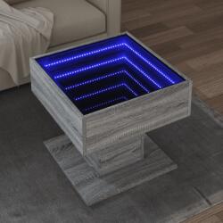 vidaXL szürke sonoma szerelt fa dohányzóasztal LED-del 50 x 50 x 45 cm (847530)