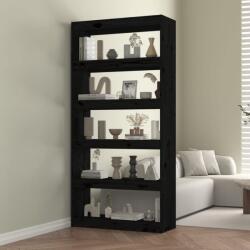 vidaXL fekete tömör fenyőfa könyvszekrény/térelválasztó 80x30x167, 4 cm (808202)