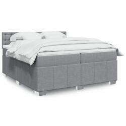 vidaXL világosszürke szövet rugós ágy matraccal 200 x 200 cm (3287189)