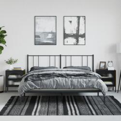 vidaXL 2 db fekete üveg és acél éjjeliszekrény 50 x 35 x 60 cm (3211825)