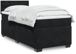 vidaXL fekete bársony rugós ágy matraccal 90 x 200 cm (3288512)