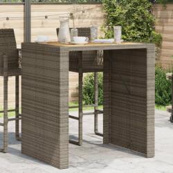 vidaXL szürke polyrattan kerti bárasztal akácfa lappal 105x80x110 cm (368697)