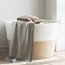 vidaXL bézs-fehér pamut szennyeskosár Ø60 x 36 cm (358475)