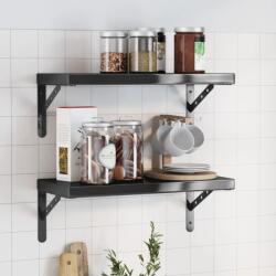vidaXL 2 db fekete rozsdamentes acél fali polc 50 x 23, 5 cm (3214519) - vidaxl