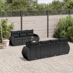vidaXL 8 részes fekete polyrattan kerti ülőgarnitúra párnákkal (3253462)