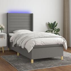 vidaXL sötétszürke szövet rugós és LED-es ágy matraccal 100x200 cm (3138934)