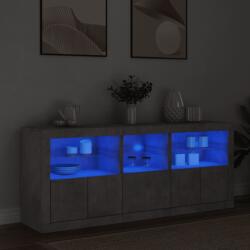 vidaXL betonszürke tálalószekrény LED-világítással 162 x 37 x 67 cm (3208998)