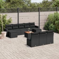 vidaXL 11 részes fekete polyrattan kerti ülőgarnitúra párnákkal (3256657)