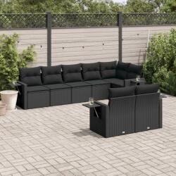 vidaXL 8 részes fekete polyrattan kerti ülőgarnitúra párnákkal (3252752)