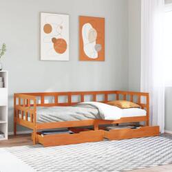 vidaXL viaszbarna tömör fa kanapéágy fiókkal matrac nélkül 90 x 190 cm (3302091)