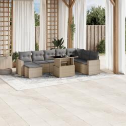 vidaXL 9 részes bézs polyrattan kerti ülőgarnitúra párnákkal (3267469) - vidaxl