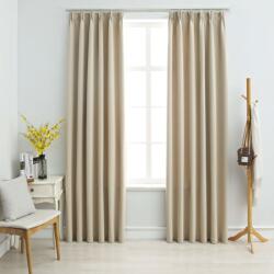 vidaXL 2 db bézs sötétítőfüggöny kampókkal 140 x 175 cm (134446)