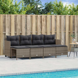 vidaXL 5 részes szürke polyrattan kerti ülőgarnitúra párnákkal (3261535)