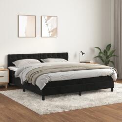 vidaXL fekete bársony rugós ágy matraccal 160x200 cm (3141493)