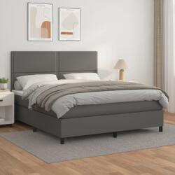 vidaXL szürke műbőr rugós ágy matraccal 180 x 200 cm (3142801)