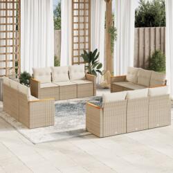 vidaXL 12 részes bézs polyrattan kerti ülőgarnitúra párnákkal (3225834)