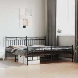 vidaXL fekete fém ágykeret fej- és lábtámlával 183 x 213 cm (373714)