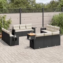vidaXL 13 részes fekete polyrattan kerti ülőgarnitúra párnákkal (3256826)