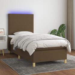 vidaXL barna szövet rugós és LED-es ágy matraccal 80 x 200 cm (3135232)