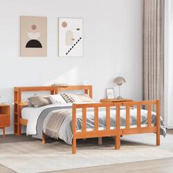 vidaXL viaszbarna tömör fenyőfa ágykeret fejtámlával 140 x 200 cm (3305779) - vidaxl