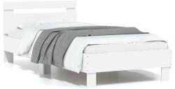vidaXL fehér szövet ágykeret fejtámlával 75x190 cm (838568)