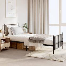 vidaXL fekete fém ágykeret fej- és lábtámlával 90 x 200 cm (350875) - vidaxl