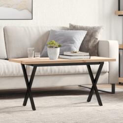 vidaXL tömör fenyőfa és acél X-vázú dohányzóasztal 100x50x45, 5 cm (3282754)
