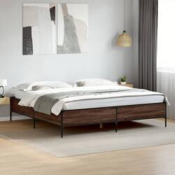 vidaXL barna tölgyszínű szerelt fa és fém ágykeret 180 x 200 cm (3279786)