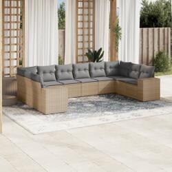 vidaXL 10 részes bézs polyrattan kerti ülőgarnitúra párnával (3255406)