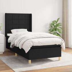 vidaXL fekete szövet rugós ágy matraccal 90x200 cm (3131963)