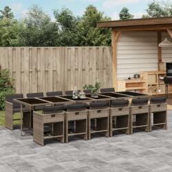 vidaXL 13 részes szürke polyrattan kerti ülőgarnitúra párnákkal (3277891)