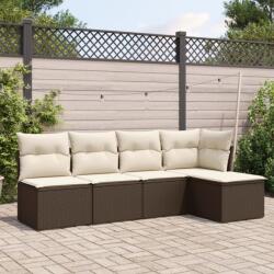 vidaXL 5 részes barna polyrattan kerti ülőgarnitúra párnával (3217523)