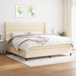 vidaXL krémszínű szövet rugós ágy matraccal 200 x 200 cm (3131702)