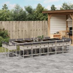 vidaXL 17 részes szürke polyrattan kerti étkezőgarnitúra párnákkal (3278194)