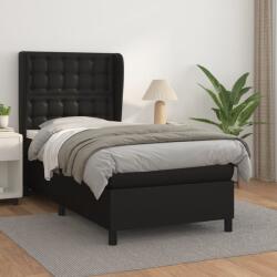 vidaXL fekete műbőr rugós ágy matraccal 100 x 200 cm (3129015)