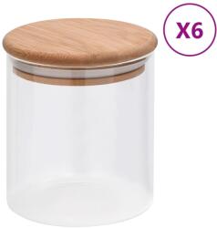 vidaXL 6 db üvegedény bambuszfedéllel 600 ml (150694)