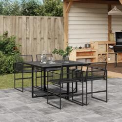 vidaXL 5 részes fekete polyrattan kerti étkezőgarnitúra (3295033)