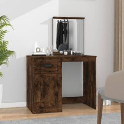 vidaXL füstös tölgy szerelt fa tükrös pipereasztal 90 x 50 x 132, 5 cm (816765)