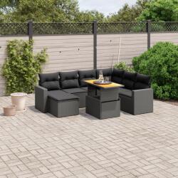 vidaXL 8 részes fekete polyrattan kerti ülőgarnitúra párnákkal (3271426)
