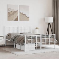 vidaXL fehér fém ágykeret fej- és lábtámlával 140 x 190 cm (355628)