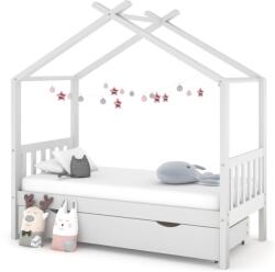 vidaXL fehér tömör fenyőfa gyerekágykeret fiókkal 80x160 cm (322149)