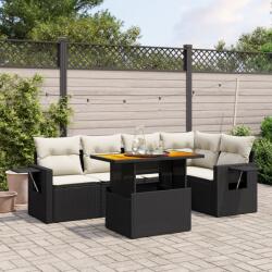 vidaXL 6 részes fekete polyrattan kerti ülőgarnitúra párnákkal (3271742)