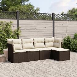 vidaXL 5 részes barna polyrattan kerti ülőgarnitúra párnával (3263139) - vidaxl