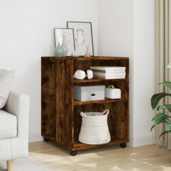 vidaXL füstös tölgy színű szerelt fa kisasztal kerekekkel 55x60x78 cm (853159) - vidaxl